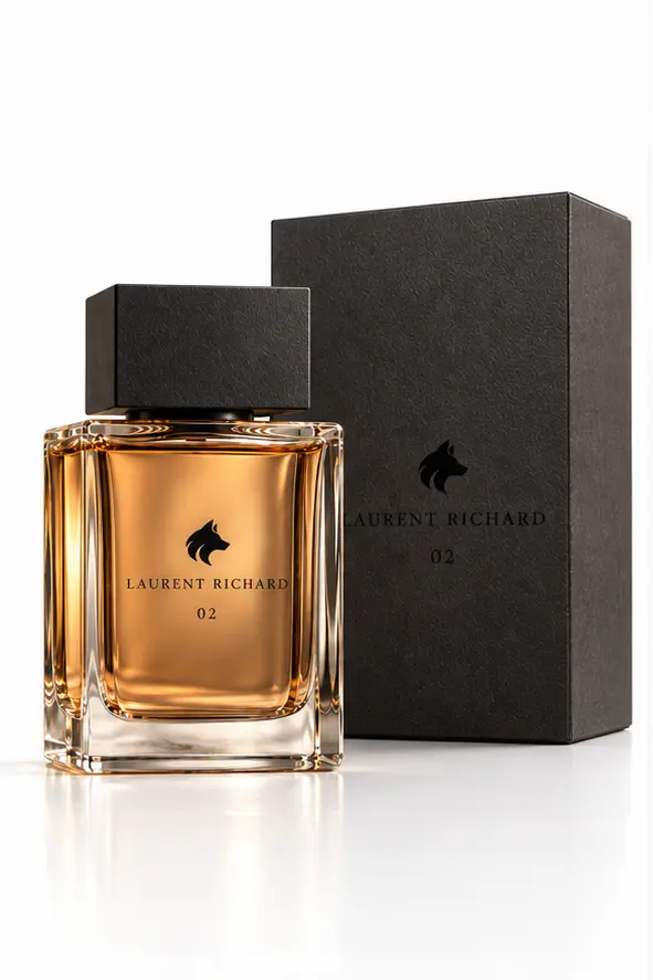 Perfume 02 Laurent Richard, âmbar, produto isolado